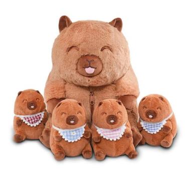 Imagem de Conjunto familiar Niuniu Daddy Capybara de bicho de pelúcia com 4 bebê