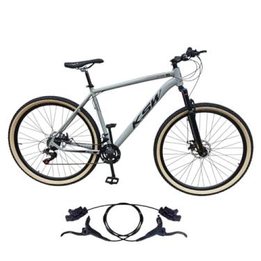 Imagem de Bicicleta Aro 29 Ksw Adulto 21 velocidades Suspensão Dianteira 80mm Pneu Faixa Amarelo Freio Hidraulico (CINZA PRETO, 19)