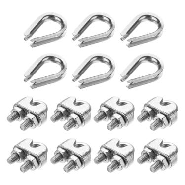 Imagem de PATIKIL Kit de corda de aço inoxidável M3 304 de 14 peças, grampo de cabo de fio, dedal de tubo e laço de crimpagem para dedais de cabo de corda de fio de 1/8 polegada, prata