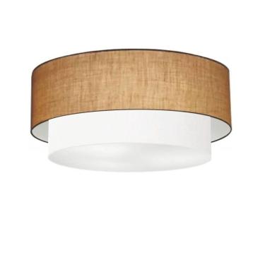 Imagem de Plafon Duplo Cilíndrico Vivare Md-3024 Cúpula Em Tecido 60x50cm - Bivolt Palha-branco