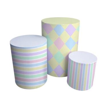 Imagem de Trio Capas Para Cilindro Versátil Candy Color Circo Lúdico  C/ Elástic
