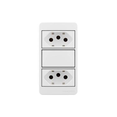 Imagem de Placa Para Condulete Caixa 3/4" Com Tomada Dupla 2p+t 20a Margirius Sleek Branca Branco