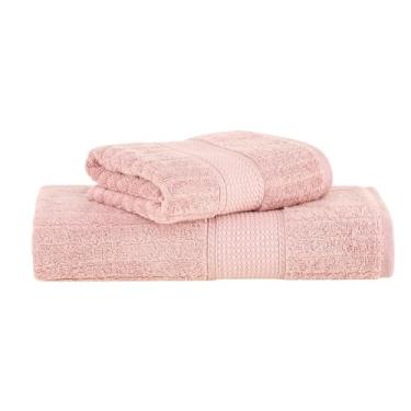Imagem de Jogo de Toalhas Buddemeyer Fio Penteado Alva Banho Rosa 2 Peças