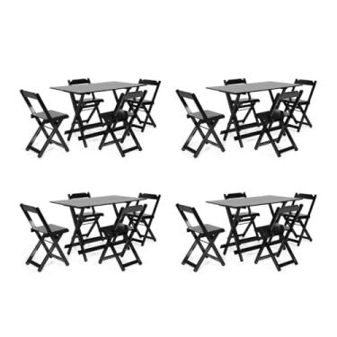 Imagem de Kit 4 Conjuntos Dobráveis 120x70 com 4 Cadeiras Preto - Móveis Britz