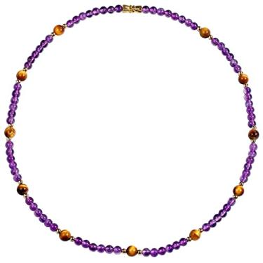 Imagem de Jewever Colar de ametista com cristais de pedra olho de tigre para mulheres colares de fio joias para mulheres joias de Reiki presentes