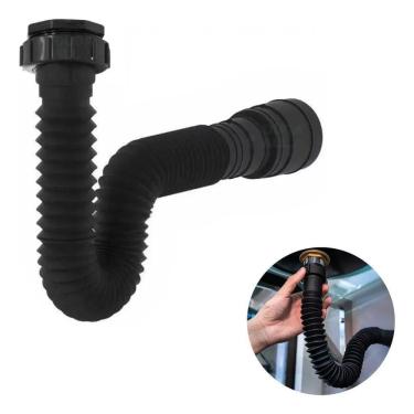 Imagem de 2X Sifão Sanfonado Flexível Preto Black Pia Banheiro Cozinha