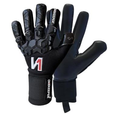 Imagem de ONEKEEPER ACE | Luva de goleiro de nível profissional para adultos e jovens | Luvas de goleiro de futebol GK | Látex de contato de 3,5 mm | Corte negativo (preto novo, 10)
