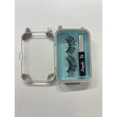 Imagem de Amzmam Kit de cílios magnéticos e delineador, cílios magnéticos de vison sintético premium, à prova d'água, de longa duração, livre de crueldade, 1 par (XK-812)