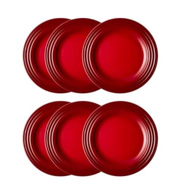 Imagem de Jogo de 6 Pratos Rasos de Cerâmica 17 cm Vermelho