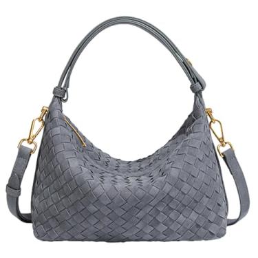 Imagem de Bolsa de ombro de camurça tecida bolsa de ombro feminina de camurça sintética bolsa tiracolo bolsa Hobo de tecido bolsa bolsa despojada 2025, Cinza, free, Sacola