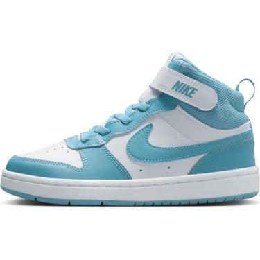 Imagem de NIKE Tênis masculino Court Borough Mid 2 Ps, Branco/Denim Turquesa, 13.5 Little Kid