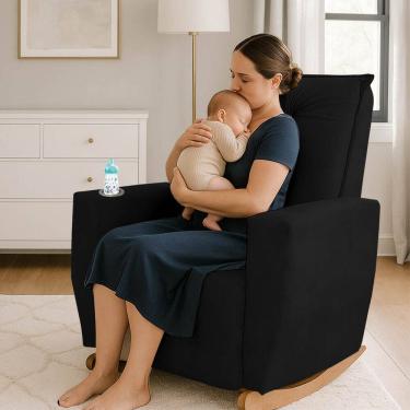 Imagem de Poltrona de Amamentação Balanço Agatha Puff Preto