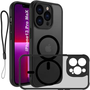 Imagem de USTIYA Magnética Capa para iPhone 13 Pro Max 6,7 polegadas Case Matte Acrílico Uso Resistente Protetora de Câmera Capinha Acessórios para Celular com Cordão Preto FGCX