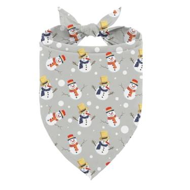 Imagem de Bandana de Natal para cães, linda estampa de boneco de neve, lenço para animais de estimação de festivais sazonais, cachecol triangular ajustável, presente de Natal para cães pequenos e médios