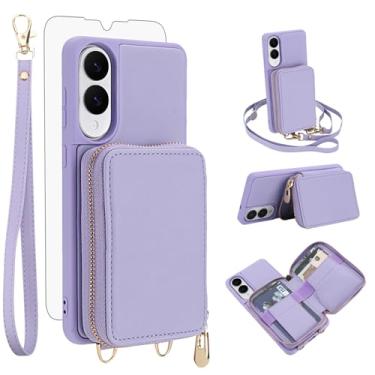 Imagem de Capa de celular para Samsung Galaxy S25 Edge 5G carteira de celular com protetor de tela de vidro temperado alça transversal cordão com bloqueio de RFID S25Edge 25S S 25 25Edge 6,66 2025 mulheres