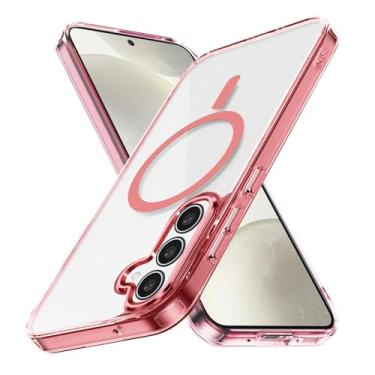 Imagem de Capa traseira magnética para Samsung Galaxy A35 5G, [compatível com MagSafe] Capa fosca translúcida, capa protetora fina à prova de choque (rosa)
