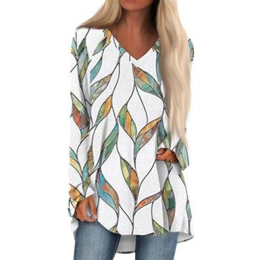 Imagem de Blusa feminina COTECRAM, manga comprida, decote em V, solta, branca (S