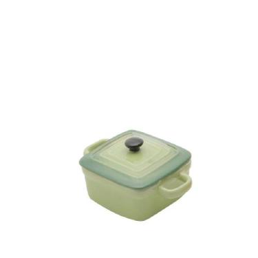 Imagem de Mini panela Quadrada porcelana, com tampa - Verde - Bon Gourmet