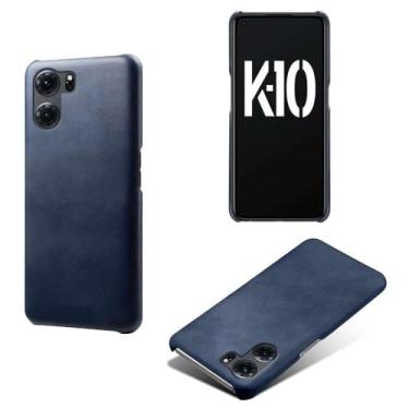 Imagem de Capa para OPPO K10 5G,Proteção contra quedas,Casca de volta de cor sólida simples,Design de couro de imitação de plástico-Blue