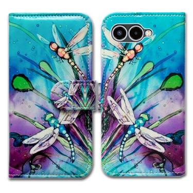 Imagem de Bcov Capa para T-Mobile Revvl 8, capa de telefone flip de couro libélula fofa com suporte para cartão e suporte para T-Mobile Revvl 8