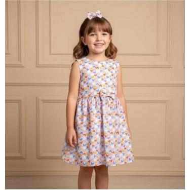 Imagem de Vestido Bebê Infantil Princesa com Manguinha Luxo Encanto Coração - Fl