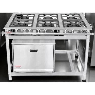 Imagem de Fogão Industrial 6 Bocas 30x30 em Aço Inox com Forno Leona