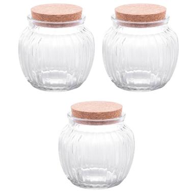 Imagem de Jogo De 3 Potes Vidro E Tampa De Rolha 600ml Classic Lyor