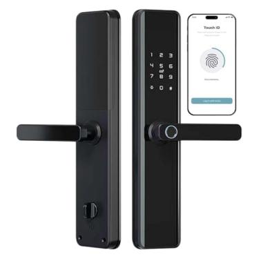 Imagem de Fechadura digital inteligente, teclado com tela sensível ao toque, fechadura eletrônica com alça, preto