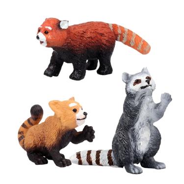 Imagem de Conjunto de estatuetas de animais em miniatura, 3 peças - guaxinim, vermelho e panda