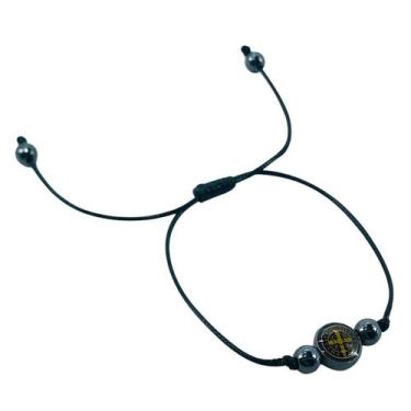 Imagem de Pulseira Medalha de São Bento Hematita Cordão - FORNECEDOR 6