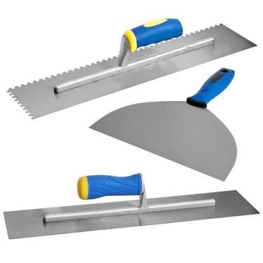 Imagem de Kit Desempenadeira Aço Dent. + Espátula Inox 8 Pol. Guepar