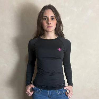 Imagem de Camisa UV Feminina Manga Longa Country Agro Texanos Preta, GG