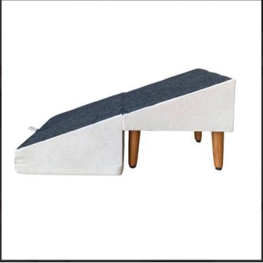 Imagem de Puff Rampa Pet 2 em 1 com Pés de Madeira e Carpete Antiderrapante  Aux