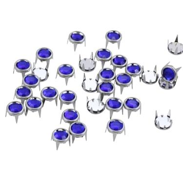 Imagem de 7 mm Sapphire CH09 Bedazzler Recargas Strass Preset Studs Nailheads em aros para vestuário Embelezamentos Couro Artesanato DIY Decore sapatos, cintos, tamanho de camiseta 30-100 peças
