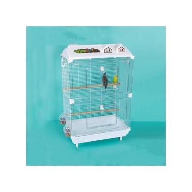 Imagem de Gaiola para pássaros, acrílico, transparente, visualização de papagaio, gaiola de pássaro, arame de três lados, chassi grande para uso doméstico, ninho de pássaro (branco)