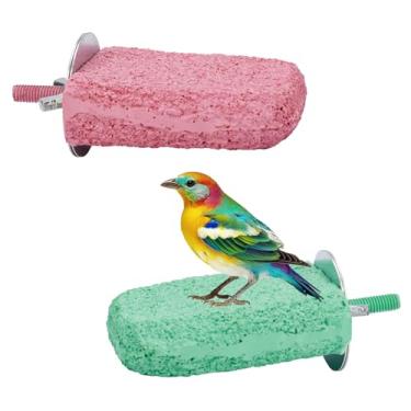 Imagem de 2 Peças Formato Sorvete Pedra de Moer Bico Pássaro, Poleiro para Gaiola Pássaros Suporte Poleiro Papagaio Brinquedos Aparar e Mastigar Garras Pés para Periquitos Calopsitas Periquitos Conures