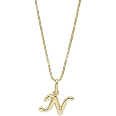 Imagem de Colar Feminino com Letra Inicial – Pingente Personalizado Elegante – Corrente Semi Joia Banhada a Ouro 18K – Presente Sofisticado para Mulher - Stella Vilela Semi Joias (N)