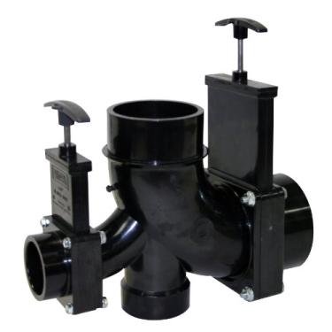 Imagem de Valterra Válvula giratória dupla T83 Ell, cubo de 7,6 cm x cubo de 3,8 cm x cubo de 5 cm x saída de torneira de 7,6 cm