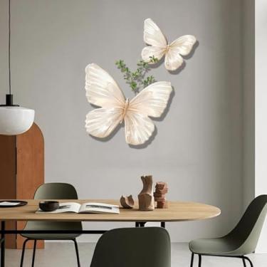 Imagem de YTHLZVBP Decoração de parede de metal grande borboleta de metal arte de parede para sala de estar decoração de parede moderna 3D metal luxo escultura de parede para sala de estar, sala de jantar