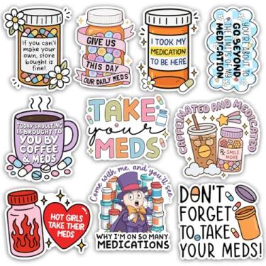 Imagem de TODOLIA (10 peças - 7,6 cm) Pacote de adesivos de lembrete de medicamentos, adesivo engraçado de farmácia, presente de farmacêutico, enfermeira médica, decoração para laptop, tablet, escritório