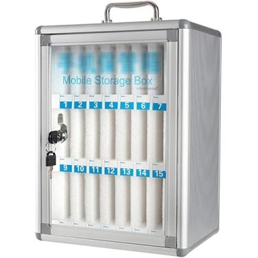 Imagem de Armário De Armazenamento De Telefone Organizador De Telefone Celular Transparente Montado Na Parede Caixa De Telefone Celular Para Funcionários Da Oficina Estudante Gerencia, Silver, 24 bits