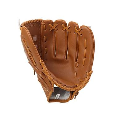 Imagem de Luvas de beisebol softball desportos ao ar livre luva de beisebol equipamento de prática de softball tamanho 9,5/10,5/11,5/12,5 mão esquerda para menino adulto homem mulher treino (cor: Brown