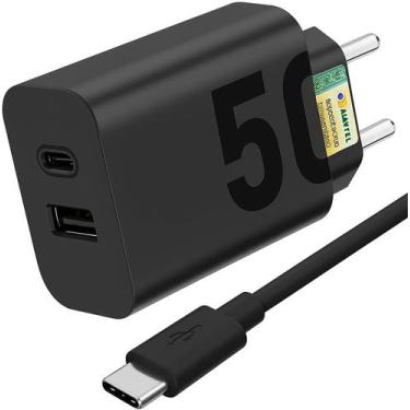 Imagem de Carregador Super Turbo 50W Ultra Rápido Tipo C e USB Com Carregamento 
