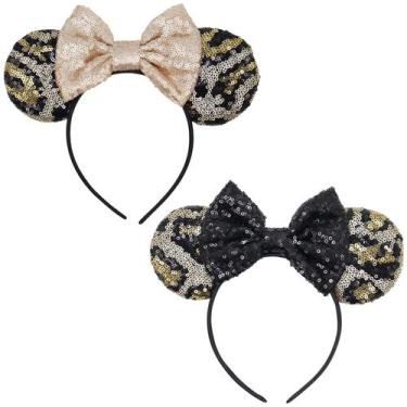 Imagem de Faixa de cabelo LIHELEI Leopard Minnie Mouse Ears 2 unidades