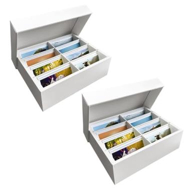 Imagem de Caixa de armazenamento de fotos, caixa de papelão 10 x 15 cm com divisórias, caixa organizadora de fotos com tampa