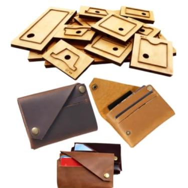 Imagem de YJIUYUANQ Kit de matrizes de corte de couro com base de madeira - Ferramenta de perfuração manual para porta-cartões DIY feito à mão, porta-moedas, artesanato, 70 x 100 mm