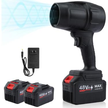 Imagem de Uinnate Soprador de folhas elétrico sem fio, sopradores portáteis de poeira, 2 pacotes de 4000 mAh alimentado por bateria e carregador, soprador portátil leve para cuidados com o gramado, limpeza de