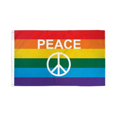 Imagem de AZ FLAG - Bandeira do símbolo da paz do arco-íris - 9,5 x 1,5 m - Faixa de orgulho gay de poliéster 100D com dois ilhós de metal - Resistente ao desbotamento - Cores vivas - 90 cm x 1,5 m - 150 x 90
