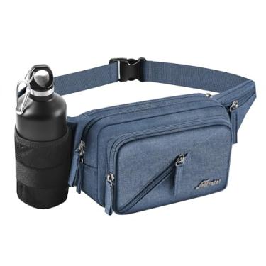 Imagem de Afreter – Pochete para caminhadas na cintura, à prova d'água, com suporte de garrafa, pochetes esportivos para corrida, viagens, ciclismo, esportes ao ar livre, bolsa de quadril para homens e mulheres (azul)