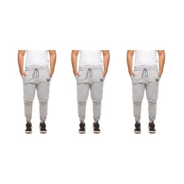 Imagem de Kit com 03 Calças de Moletom Masculina Slim Sport Wooks - M10, Cinzacl